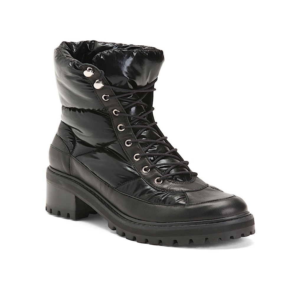 Schutz Quilted Nylon and Leather Combat Boots 5